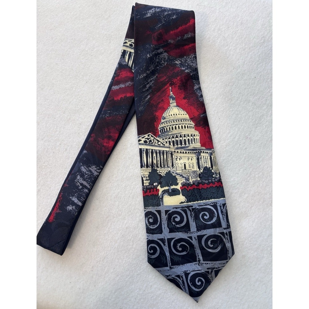 USA Patriotic Political Tie Capitol Building Multicolor Trump Forever Necktie